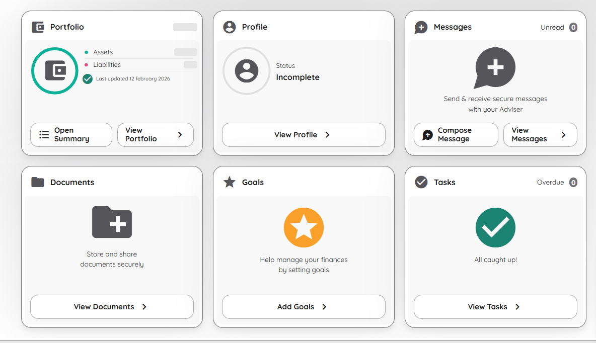Your PFP Dashboard after logging in